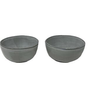 2 Hearth & Hand with Magnolia Light Grey Stoneware Berry Dessert Bowls 4.5”